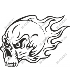  A fierce skull with flames