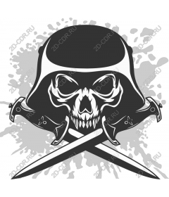  Ferocious military skull and crossed swords