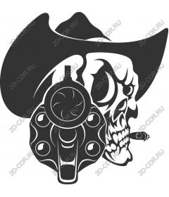  Cowboy skull with revolver