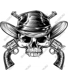  Cowboy skull with the revolvers