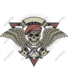 A fierce skull with beret and wings