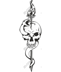 Gothic skull with a snake
