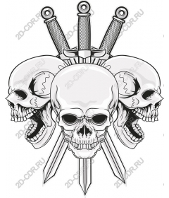  Ferocious three skulls and sword