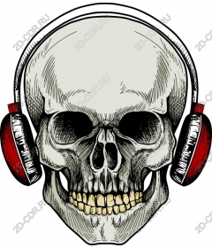  Angie Skull with headphones working