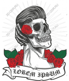 Vintage skull with roses