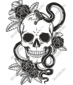 Mysterious skull and snake floral pattern