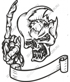 Daring skull with ribbon banner