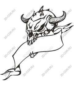  Horned skull with banner