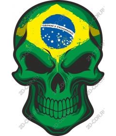 Green skull with Brazilian flag