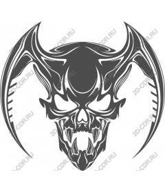  Brutal skull with bat wings