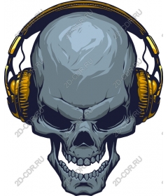  Bright skull with headphones