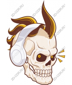 Swinging skull with headphones