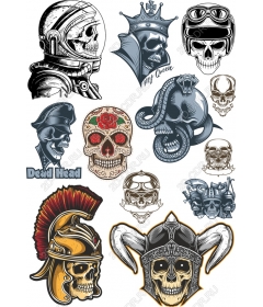 Set of cliparts "Skull and Warrior"
