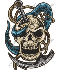  Work with a skull and octopus