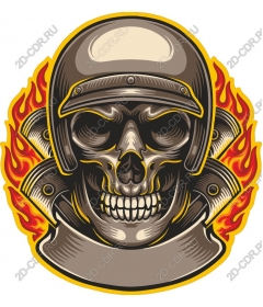  Helmet Flaming Skull