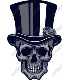  Dapper skull in hat and rose