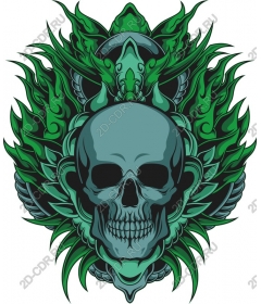 Intricate skull and greens