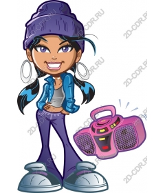 Urban Groove: Stylish girl with Boombox
