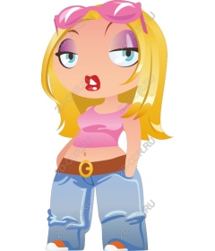  Chic cartoon girl in a stylish outfit