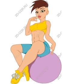 Bright fitness: self-confident woman on a gym ball