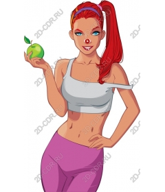 Health and fitness: energetic woman with Apple