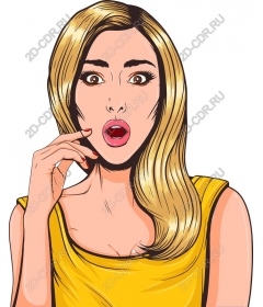  Surprised female blonde in a yellow top