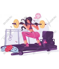  Fitness and strengthening a Strong woman squats in the gym