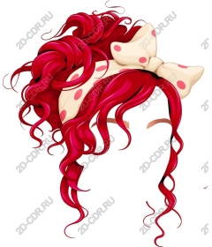  Fancy ginger curly hair with bowknot polka dots