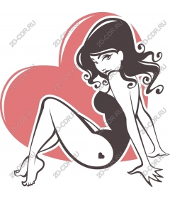 Vintage pin-up girl with a heart