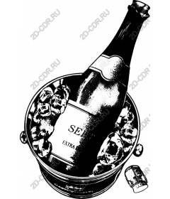  The elegant bottle of champagne in an ice bucket