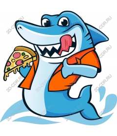  A playful shark enjoying pizza