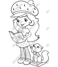  A charming reading girl with cat