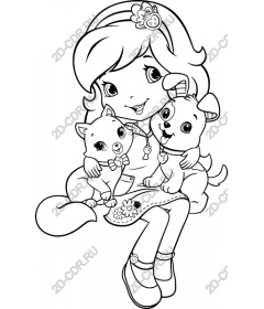  Joyful girl with Pets