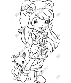 Winter girl and puppy