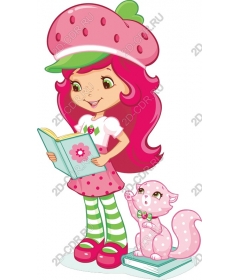 Strawberry Delight: Playful girl and cat