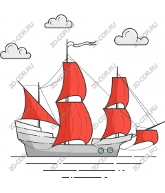  Classic red sailboat