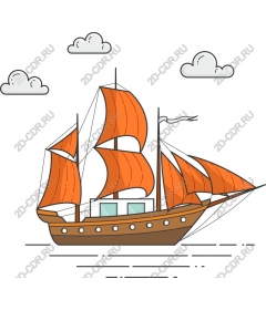  Bright orange sailboat