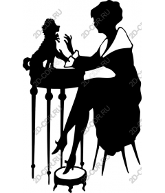  Elegant retro-style women with a poodle