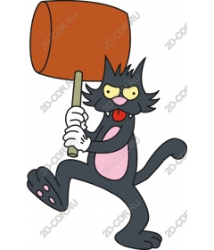  A cartoon cat with a hammer