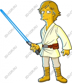  Cartoon space hero with lightsaber