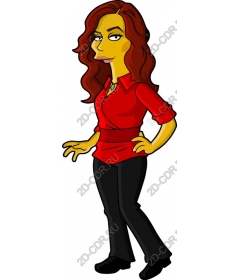  Chic modern character in red blouse