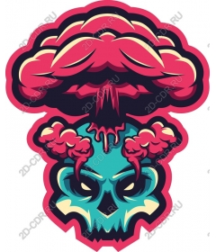 Bright skull and mushroom cloud
