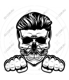 Vintage skull with a mustache