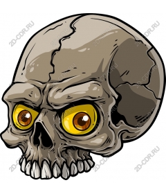  Cartoon skull with yellow eyes