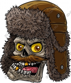 Fur hat in the form of unusual skull
