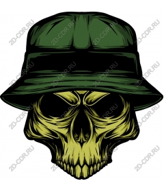 Green skull in a hat-bucket