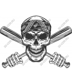 Rebel skull and crossed bats