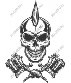  A tattoo is fierce skull with cross Tattoo machines