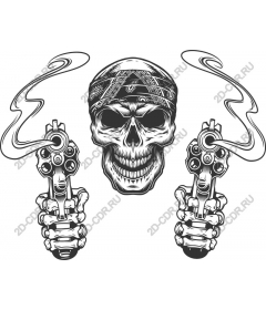 Rebel skull with two guns