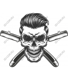 Vintage graphics with a skull and razor
